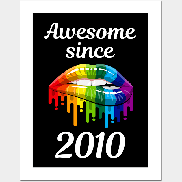 Rainbow Lips Year 2010 LGBT Pride Gay Lesbian Colorful Hippie Hippy Style Wall Art by rosenbaumquinton52